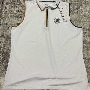 Walter Hagen White Sleeveless Top with Gold and Green Accents